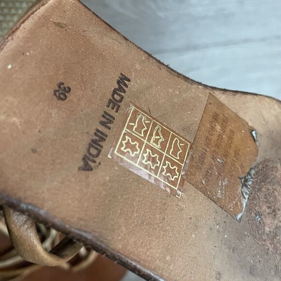 Free People Kayla Leather Strappy Sandals US 8 Flats Boho Indie Made In India - Picture 9 of 13